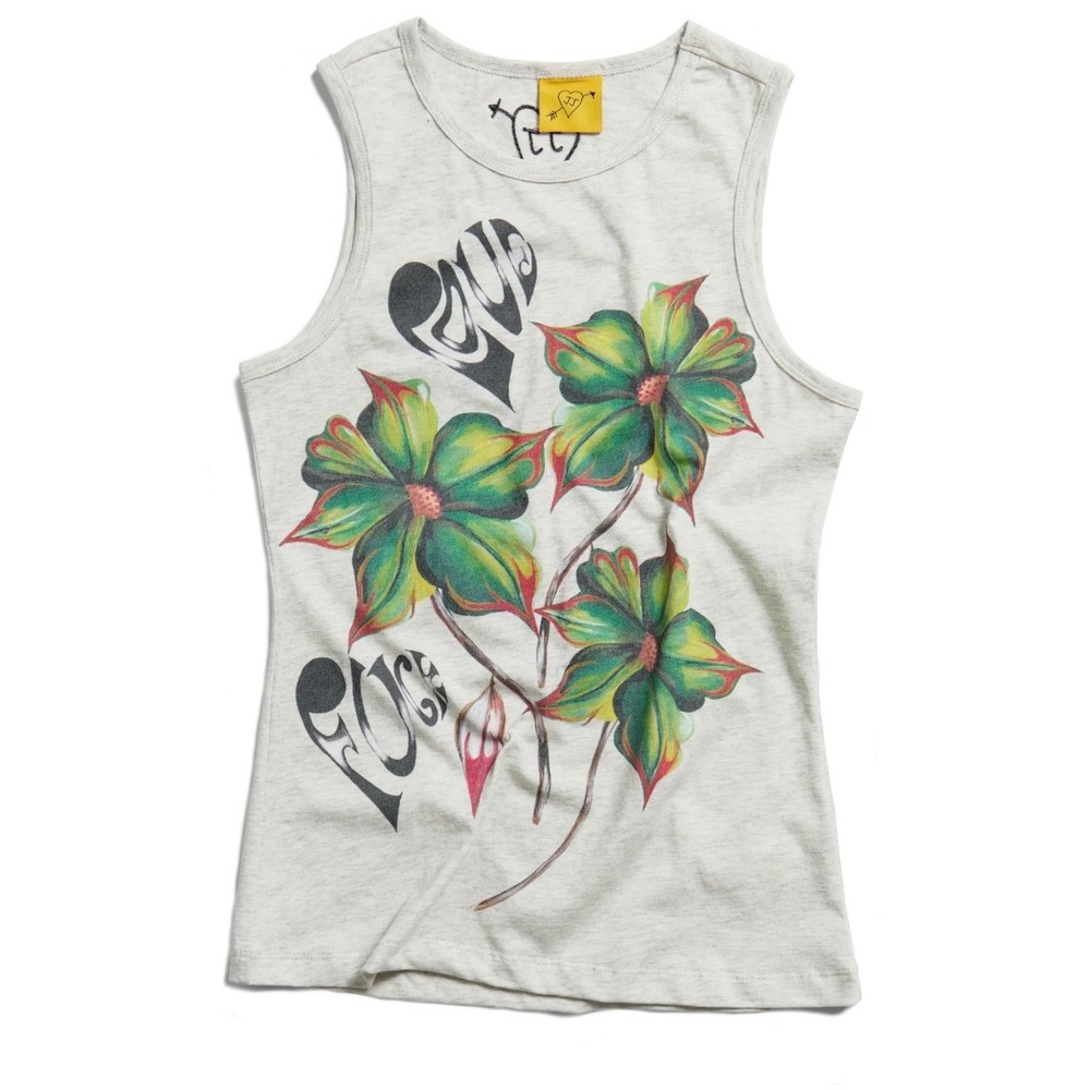 Juliet Johnstone Evergreen Bloom Tank Top Gray Floral Cotton Fairy Grunge BTC S - Picture 11 of 16